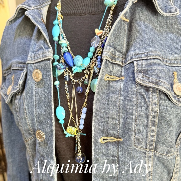Alquimia Turquoise and Gold Multi-Layer Necklace - Picture 5 of 7
